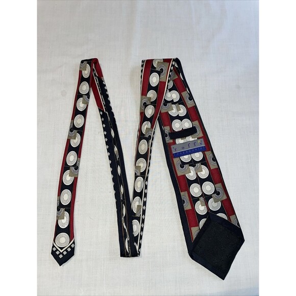 Roffe Dress Tie Mens Size 60" Multicolor Geometric 100% Silk Designer - Picture 12 of 12